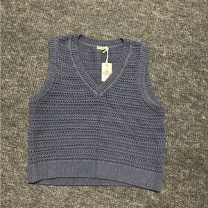 Marine Layer Navy Blue Textured Knit Sweater Vest